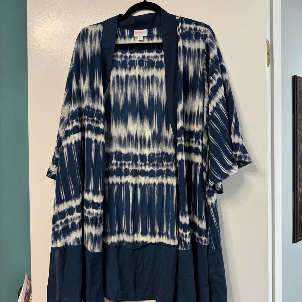 Blue and White Tie-Dye Kimono